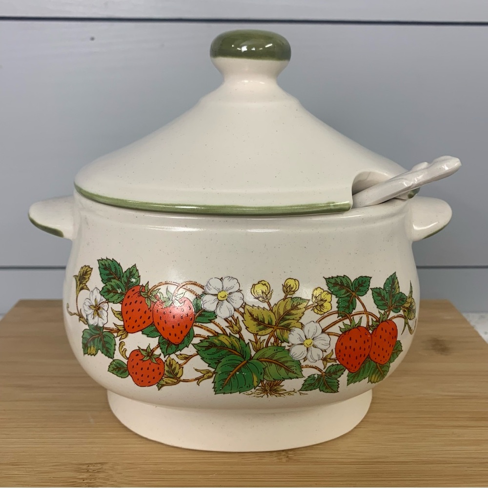 Vintage Ceramic Oven-Proof Covered Dish with Serving Spoon- Made in Japan